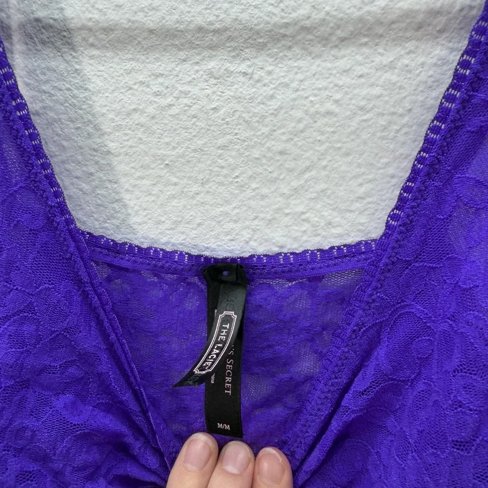 Victoria's‎ Secret Purple Floral Lace Babydoll Slip Dress Sheer Fairy Sz M Y2K